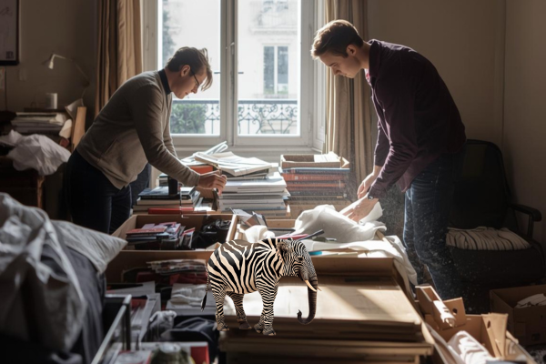 Notre équipe spécialisée dans le débarras succession à Paris Équipe OnLeveTout effectuant avec soin le tri des objets lors d'un débarras de succession dans un appartement parisien