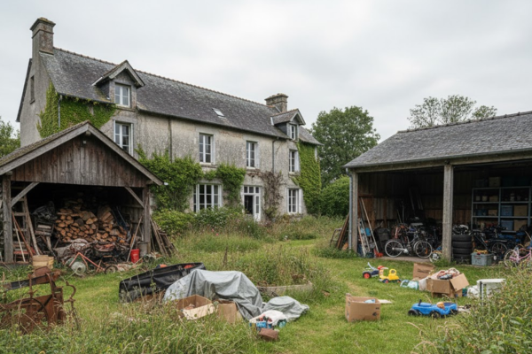 Grande maison familiale 150m² avec dépendances à vider - propriété avec jardin, cabanon et garage double